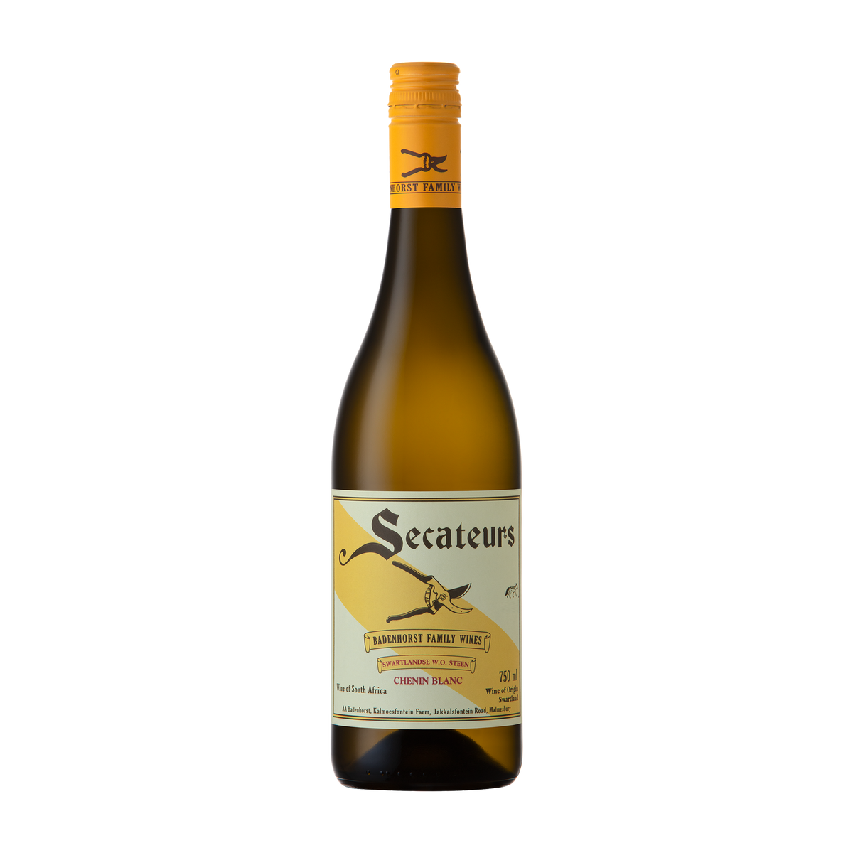 Bottle of Secateurs Chenin Blanc by AA Badenhorst Family Wines
