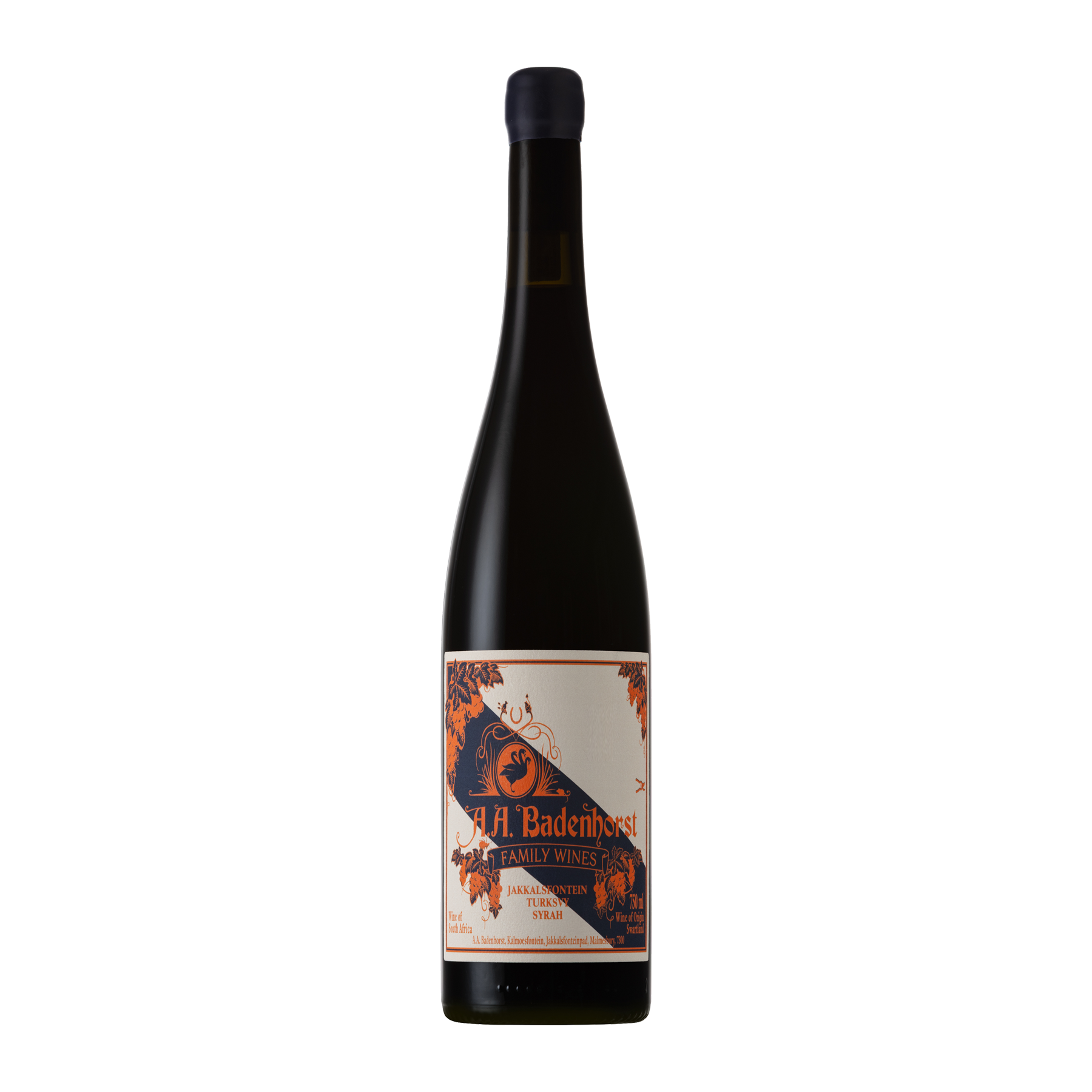 Bottle of Turksvy Syrah by AA Badenhorst Family Wines
